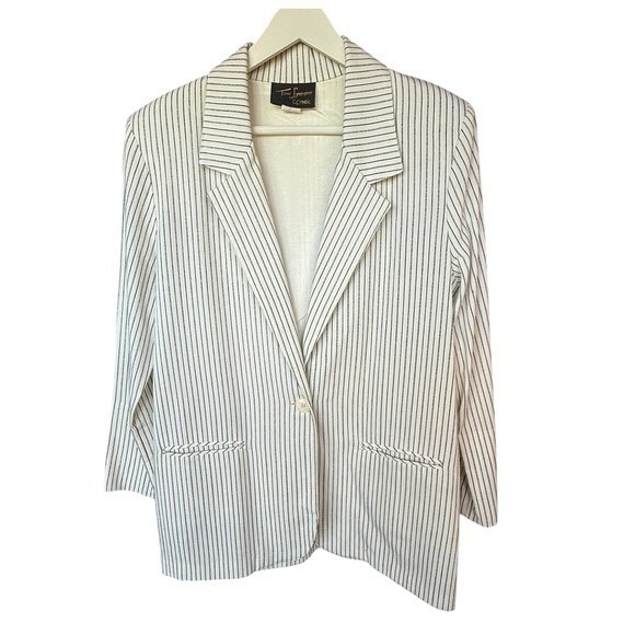 Toni Dressmaker Paris ECC Magic Jackets & Blazers - Vintage‎ Women's Toni Garment by CC Magic Striped Blazer Jacket Size Medium
